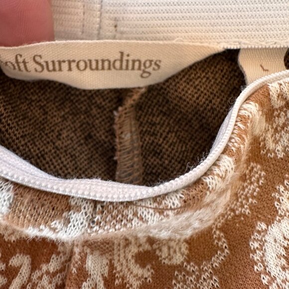 Soft Surroundings | Large Sumptuous Knit Brown White Lace Flare Pull On Pants - Picture 4 of 8